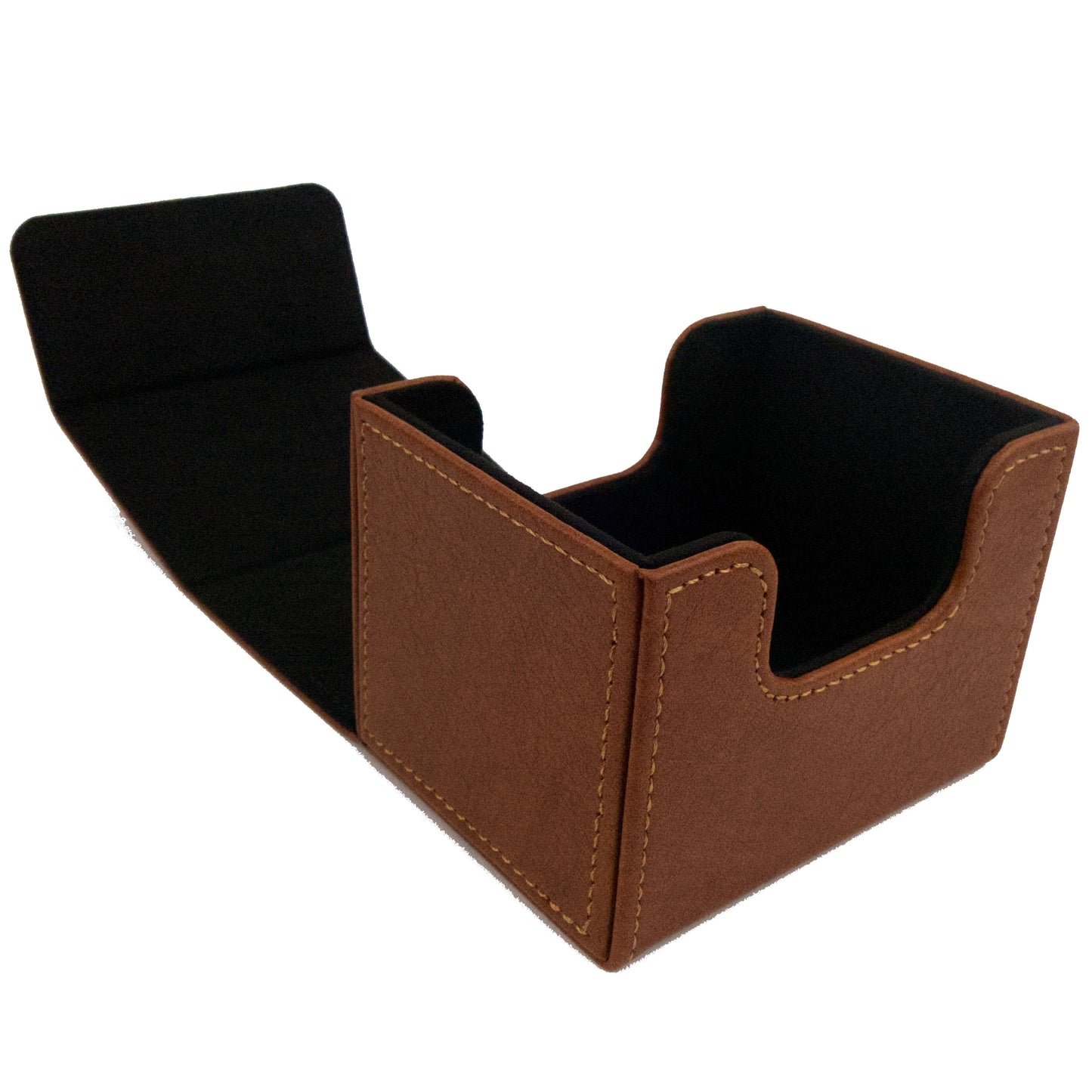 Deck Box - 100 Card Sideload - Leather Brown (Black)