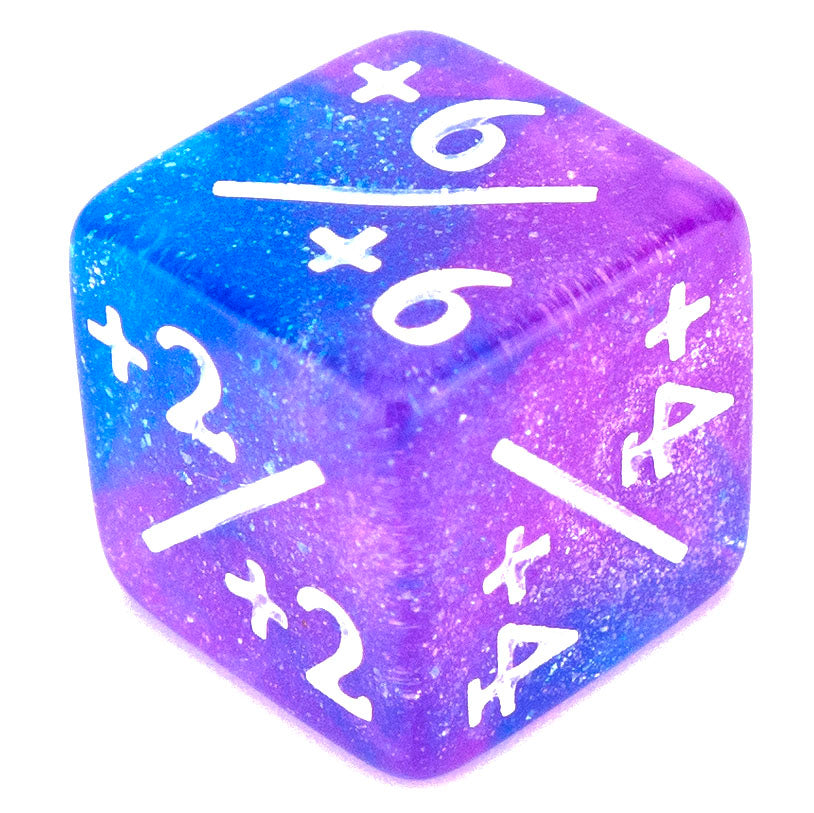 Token Dice x5 - 16mm +/+ - Glitter Pink&Blue (White)