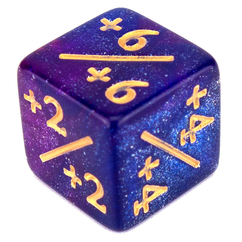 Token Dice x5 - 16mm +/+ - Glitter Purple&Blue (Gold)