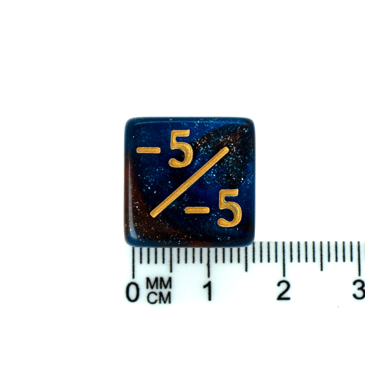 Token Dice x5 - 16mm -/- - Glitter Red&Blue (Gold)