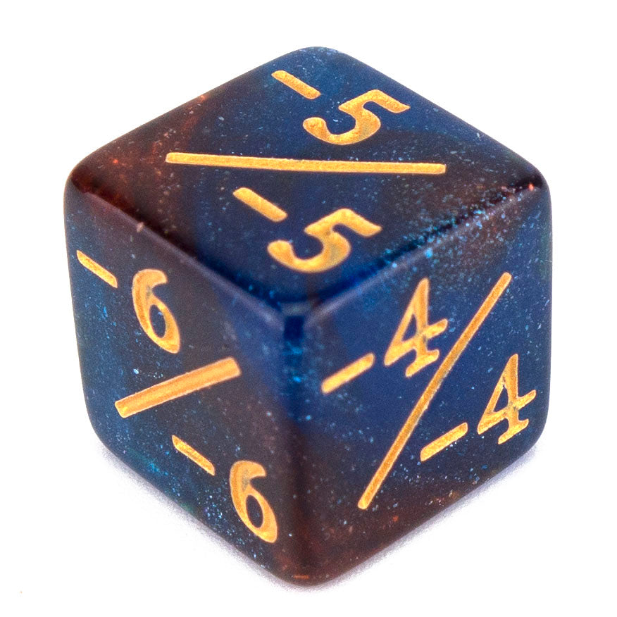Token Dice x5 - 16mm -/- - Glitter Red&Blue (Gold)