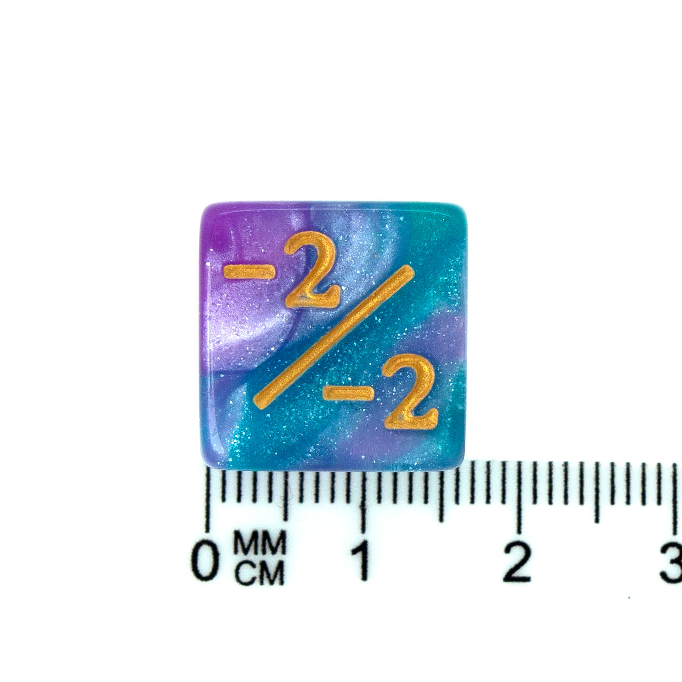 Token Dice x5 - 16mm -/- - Pink&Aqua (Gold)