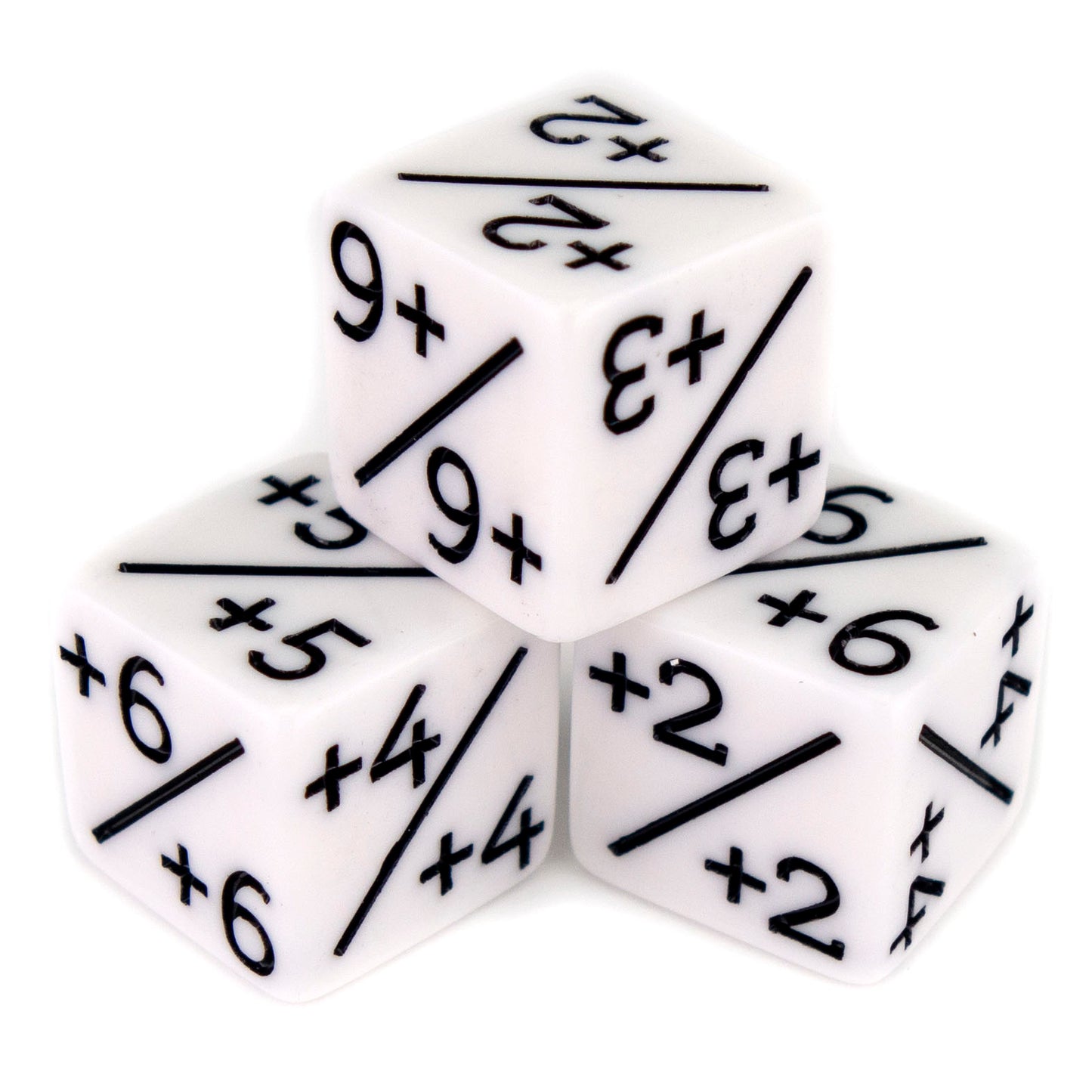 Token Dice x5 - 16mm +/+ - White (Black)
