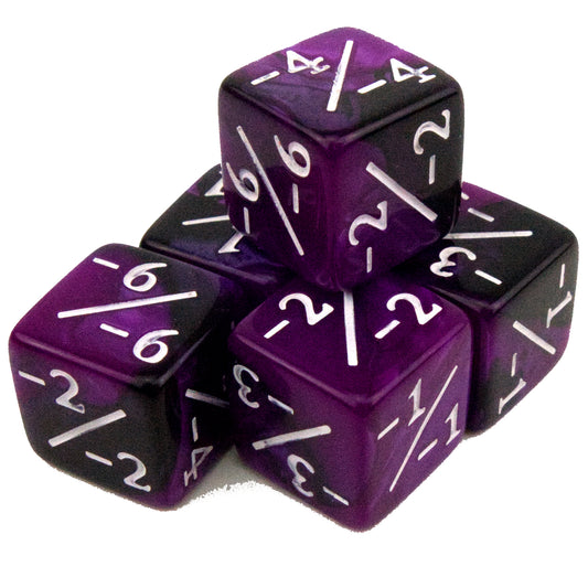 Token Dice x5 - 16mm -/- - Pearl Dark Purple (White)