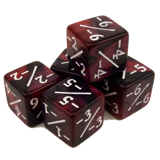 Token Dice x5 - 16mm -/- - Pearl Dark Red (White)