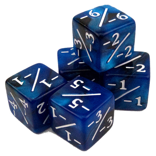 Token Dice x5 - 16mm -/- - Pearl Dark Blue (White)