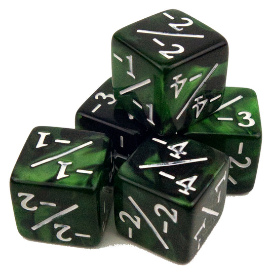 Token Dice x5 - 16mm -/- - Pearl Dark Green (White)