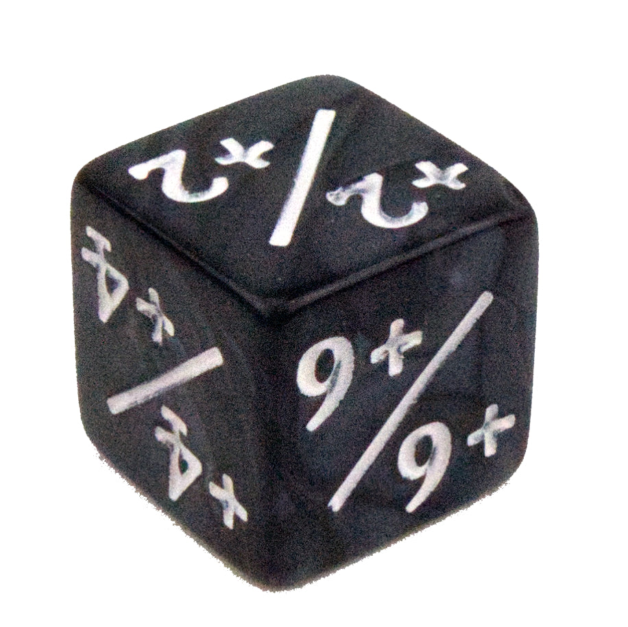 Token Dice x5 - 16mm +/+ - Pearl Black (White)