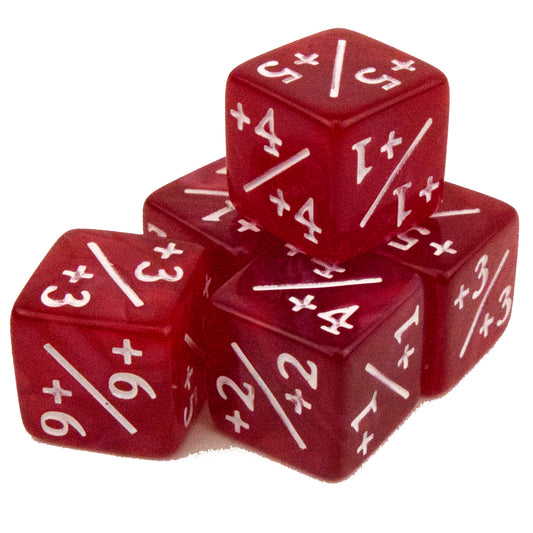 Token Dice x5 - 16mm +/+ - Pearl Red (White)