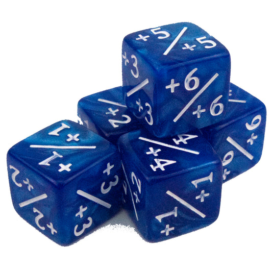 Token Dice x5 - 16mm +/+ - Pearl Blue (White)