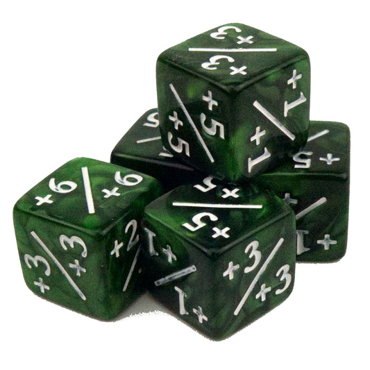 Token Dice x5 - 16mm +/+ - Pearl Green (White)
