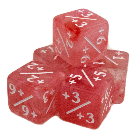 Token Dice x5 - 16mm +/+ - Peachblood (White)