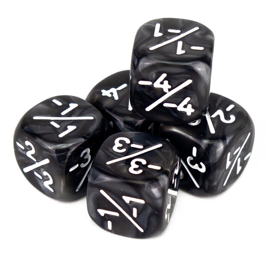 Token Dice x5 - 12mm -/- - Pearl Black (White)