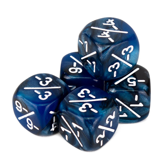 Token Dice x5 - 12mm -/- - Pearl Dark Blue (White)