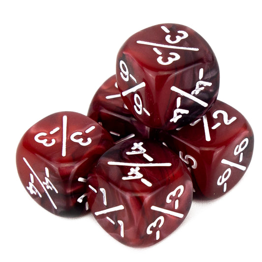 Token Dice x5 - 12mm -/- - Pearl Dark Red (White)