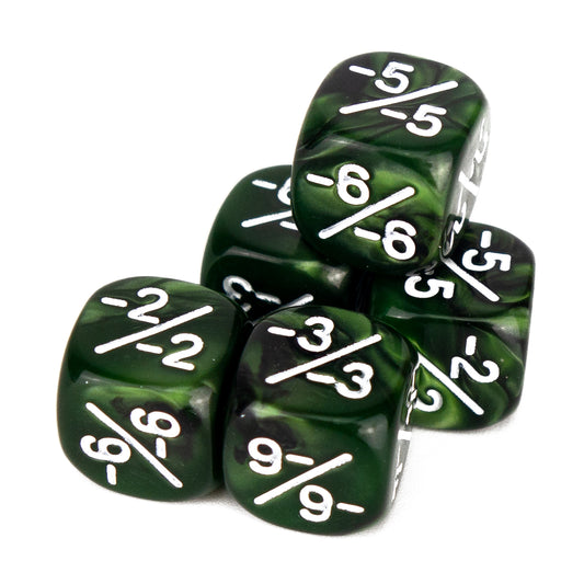 Token Dice x5 - 12mm -/- - Pearl Dark Green (White)