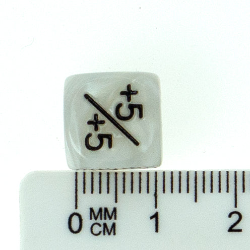 Token Dice x5 - 12mm +/+ - Pearl White (Black)