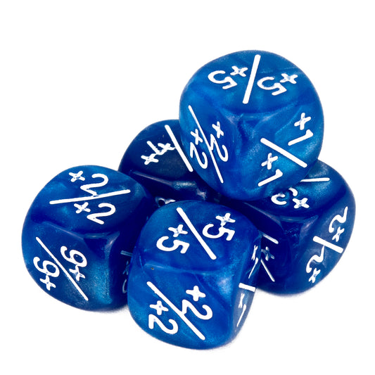 Token Dice x5 - 12mm +/+ - Pearl Blue (White)