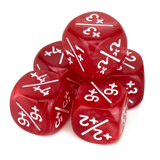 Token Dice x5 - 12mm +/+ - Pearl Red (White)