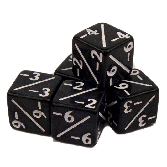 Token Dice x5 - 12mm -/- - SC Black (White)