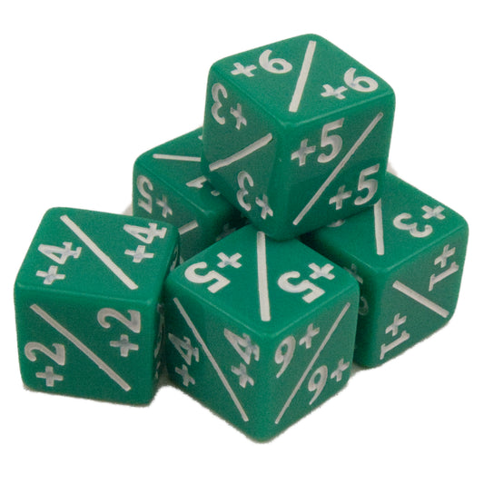 Token Dice x5 - 12mm +/+ - SC Green (White)