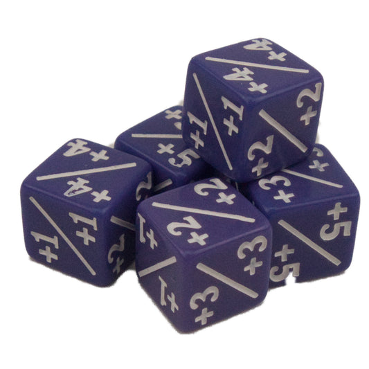 Token Dice x5 - 12mm +/+ - SC Purple (White)