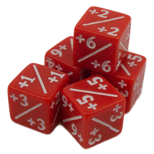 Token Dice x5 - 12mm +/+ - SC Red (White)