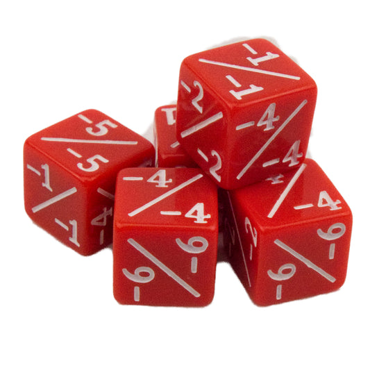 Token Dice x5 - 12mm -/- - SC Red (White)