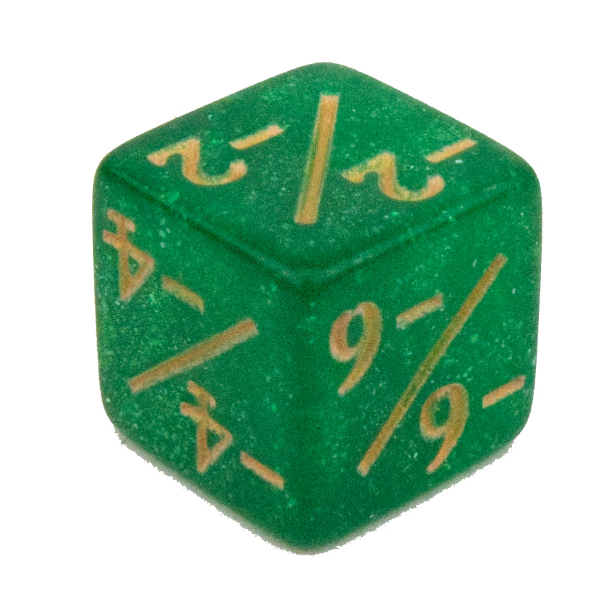Token Dice x5 - 12mm - Glitter Green (Gold) -1/-1