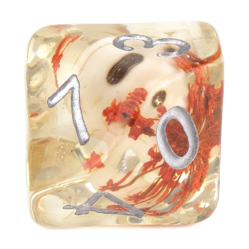 7 Dice Poly Set - SKULL - Orange Flower