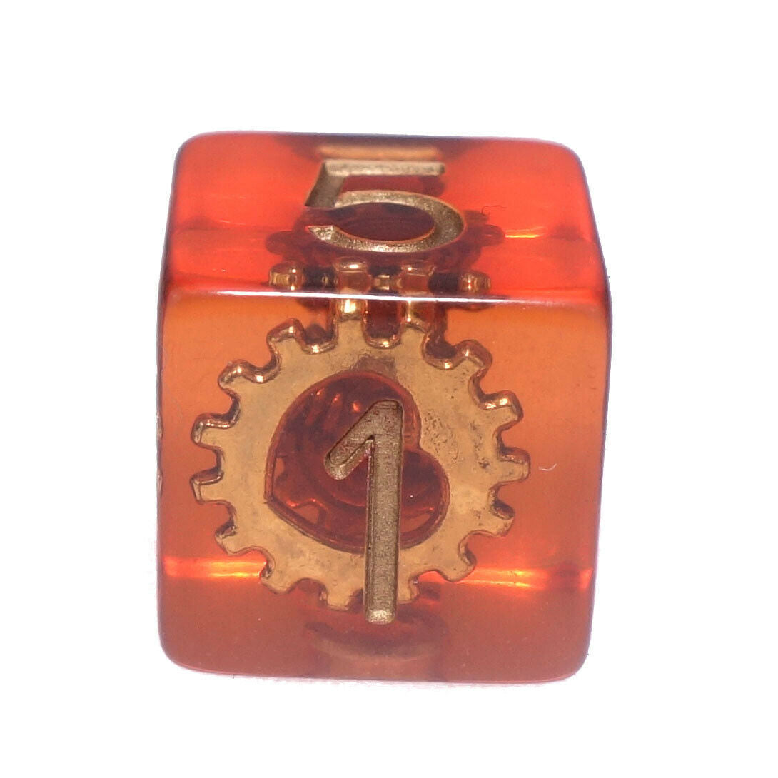 7 Dice Poly Set - Steampunk (Amber/Bronze)