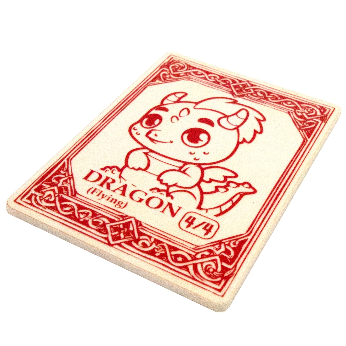 Acrylic Token - Dragon 4/4 F - White (Red)