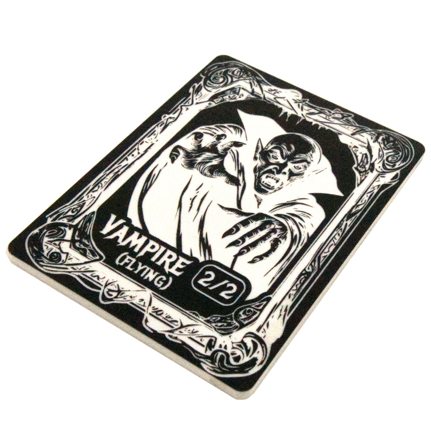Acrylic Token - Vampire 2/2 F - White (Black)