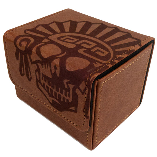 Art Deck Box - Aztec Skull - Leather Brown