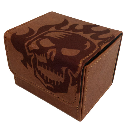 Art Deck Box - Flame Skull - Leather Brown