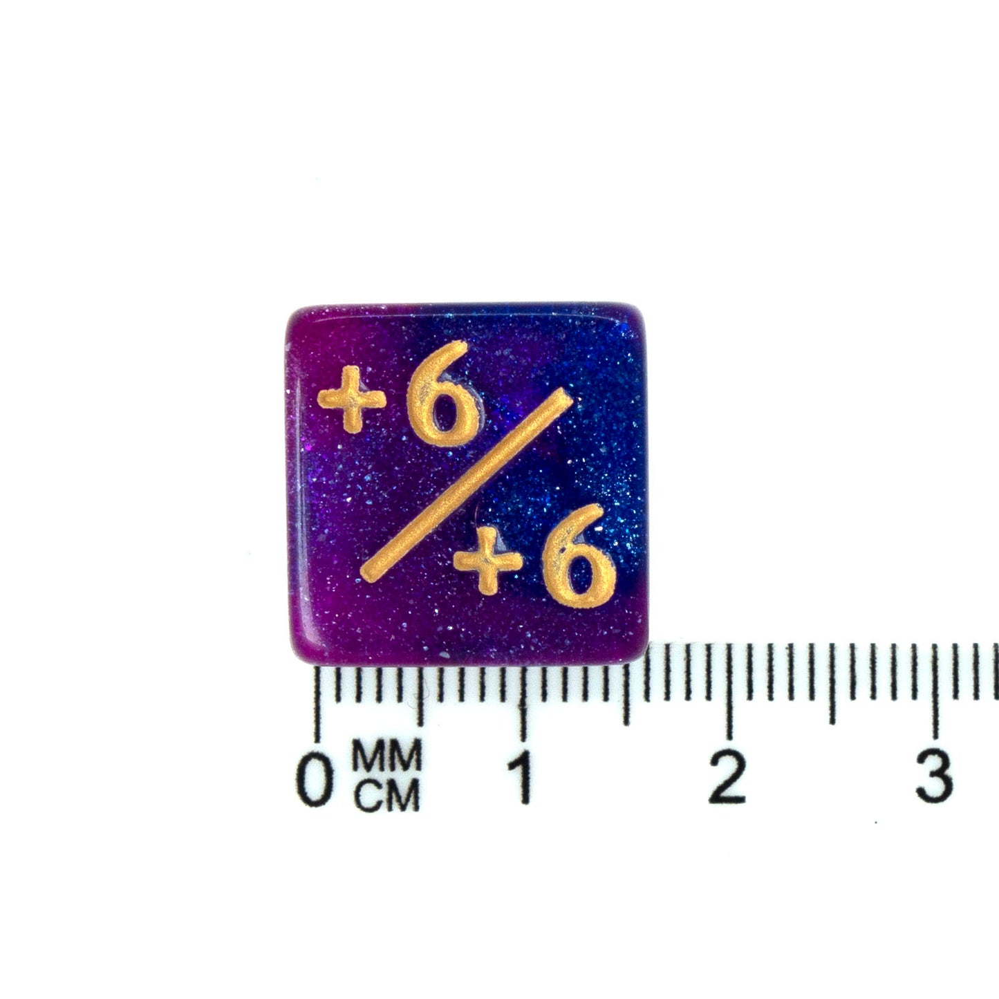 Token Dice x5 - 16mm +/+ - Glitter Purple&Blue (Gold)