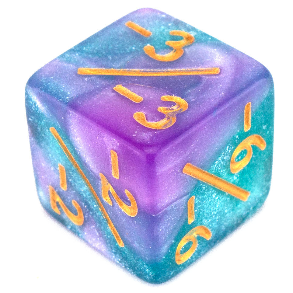 Token Dice x5 - 16mm -/- - Pink&Aqua (Gold)