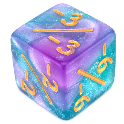 Token Dice x5 - 16mm -/- - Pink&Aqua (Gold)