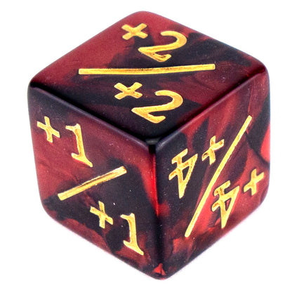 Token Dice x5 - 16mm +/+ - Pearl Red&Black (Gold)