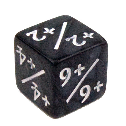 Token Dice x5 - 16mm +/+ - Pearl Black (White)