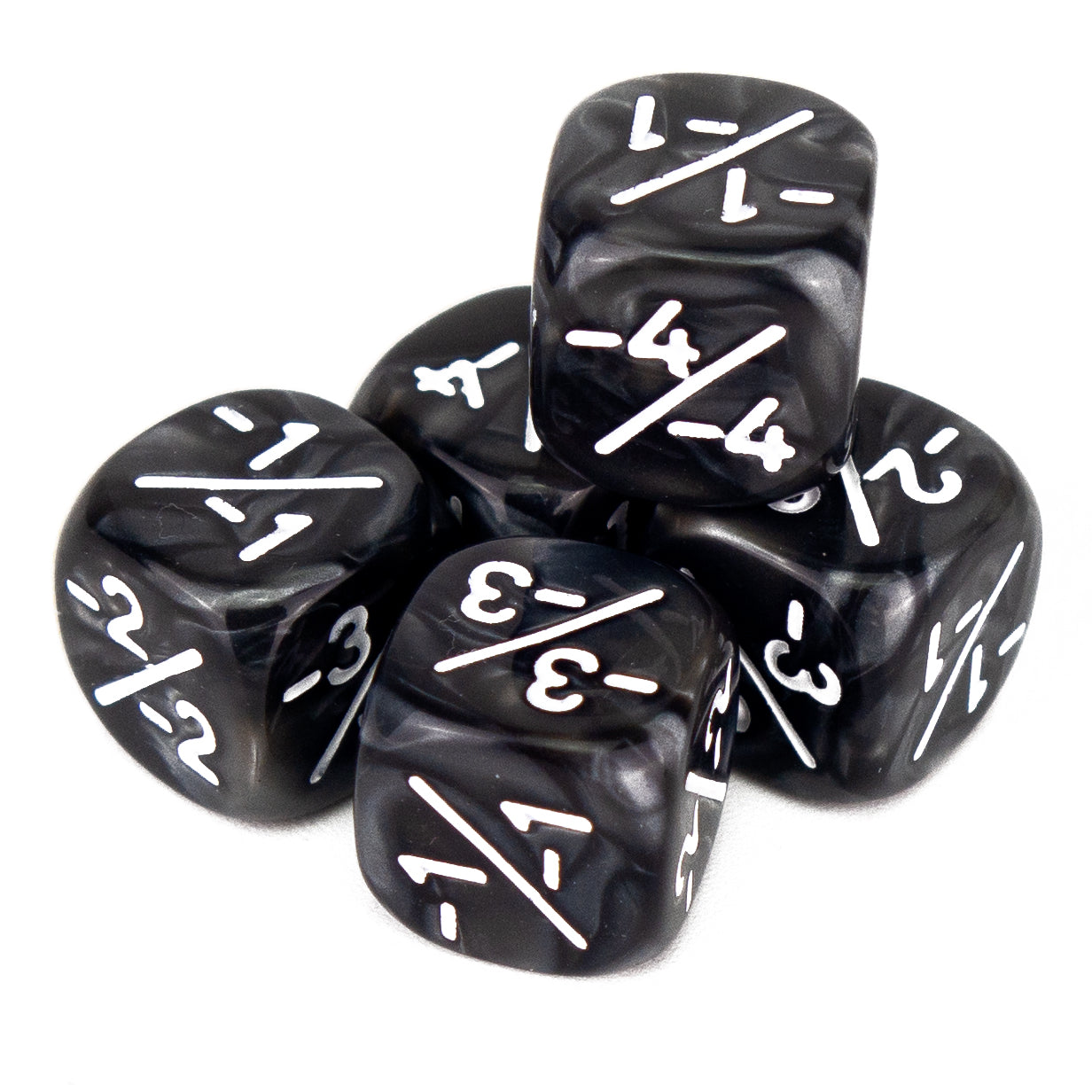 Token Dice x5 - 12mm -/- - Pearl Black (White)