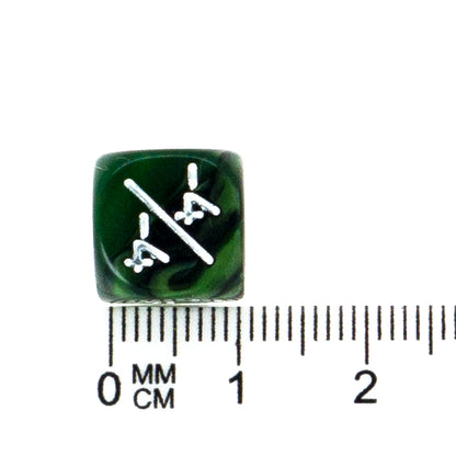 Token Dice x5 - 12mm -/- - Pearl Dark Green (White)