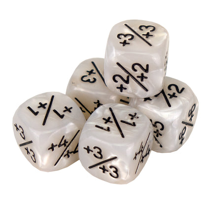 Token Dice x5 - 12mm +/+ - Pearl White (Black)
