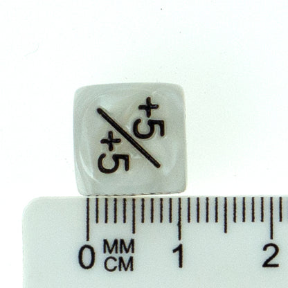 Token Dice x5 - 12mm +/+ - Pearl White (Black)