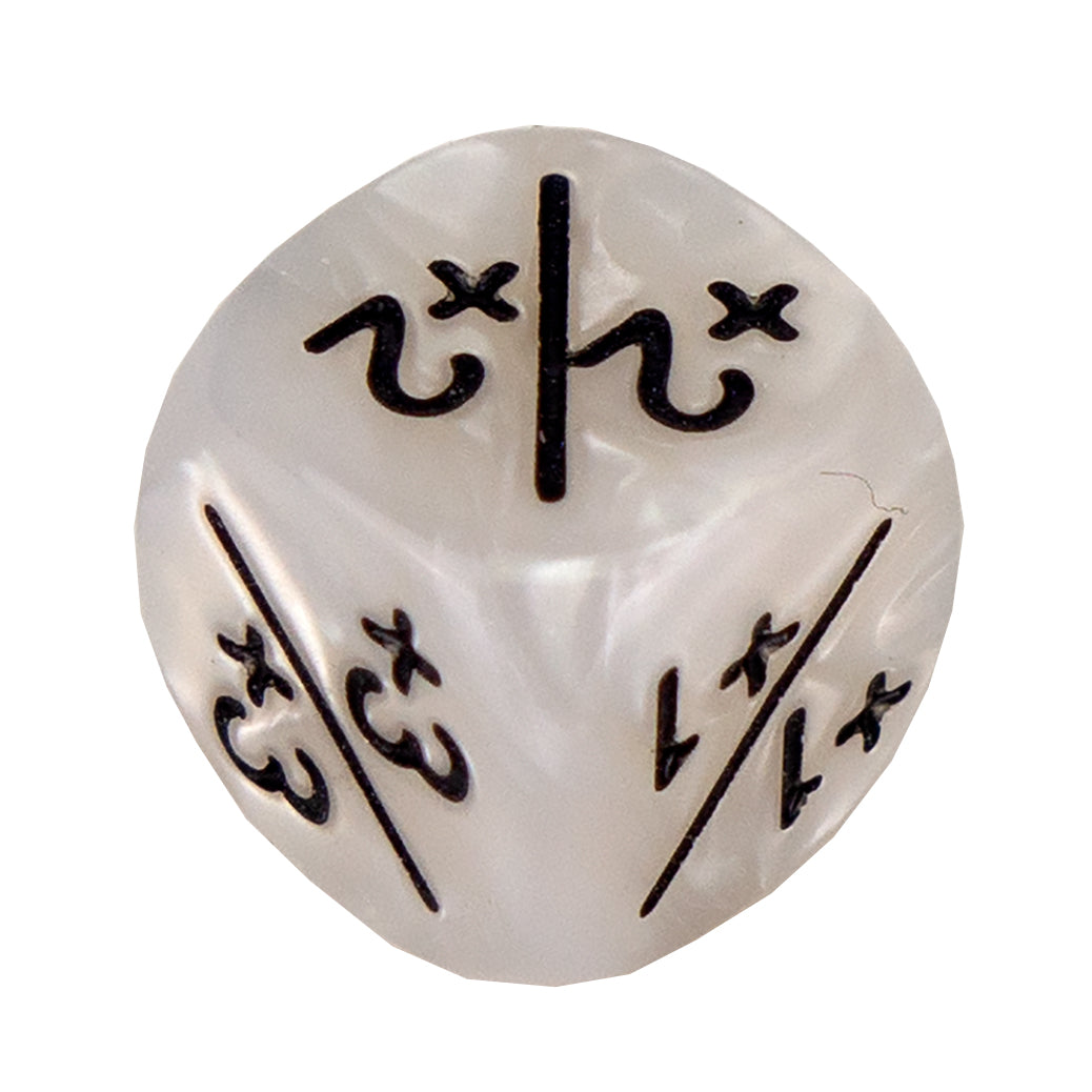 Token Dice x5 - 12mm +/+ - Pearl White (Black)