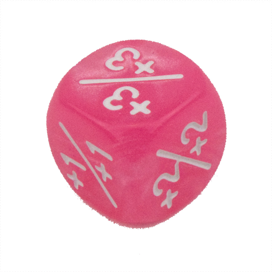 Token Dice x5 - 12mm +/+ - Pearl Pink (White)
