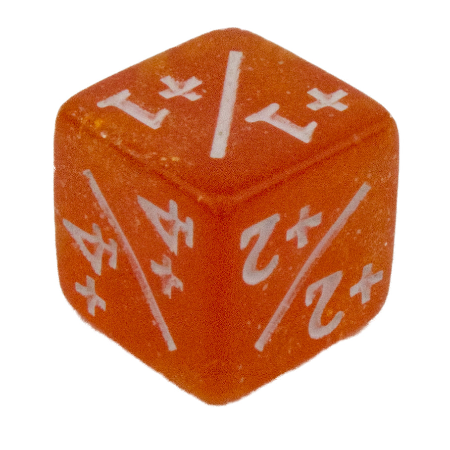 Token Dice x5 - 12mm - Glitter Orange (White) +1/+1