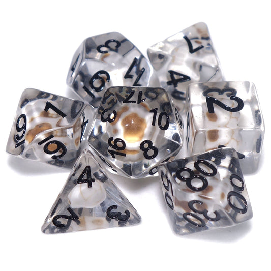7 Dice Poly Set - SKULL - Bone