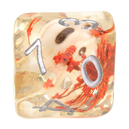 7 Dice Poly Set - SKULL - Orange Flower