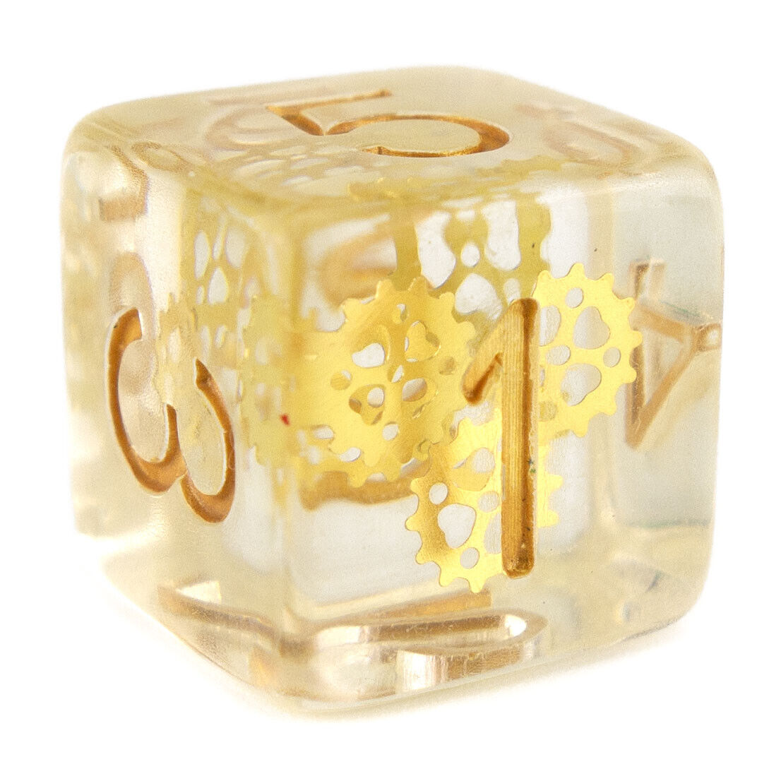 7 Dice Poly Set - Steampunk (Crystal/Gold)